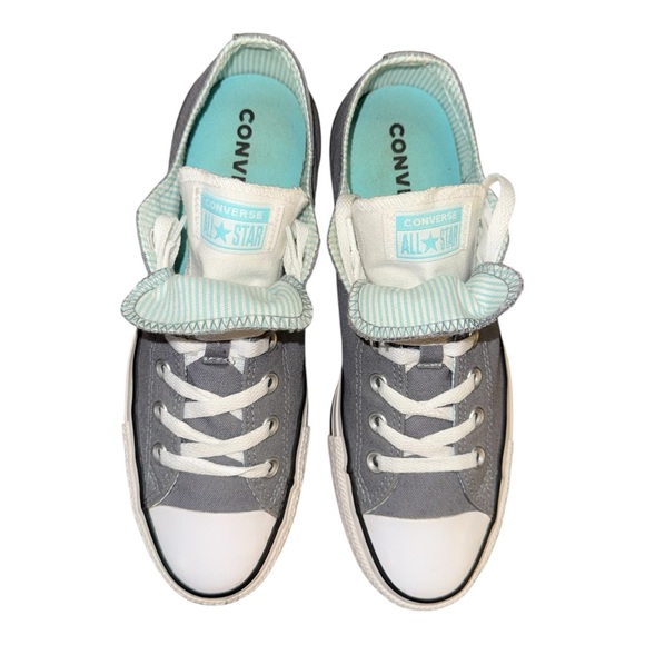 Converse Chuck Taylor Double Tongue Low Top Grey & Aqua Stripe Women’s Size 10 - Picture 6 of 9